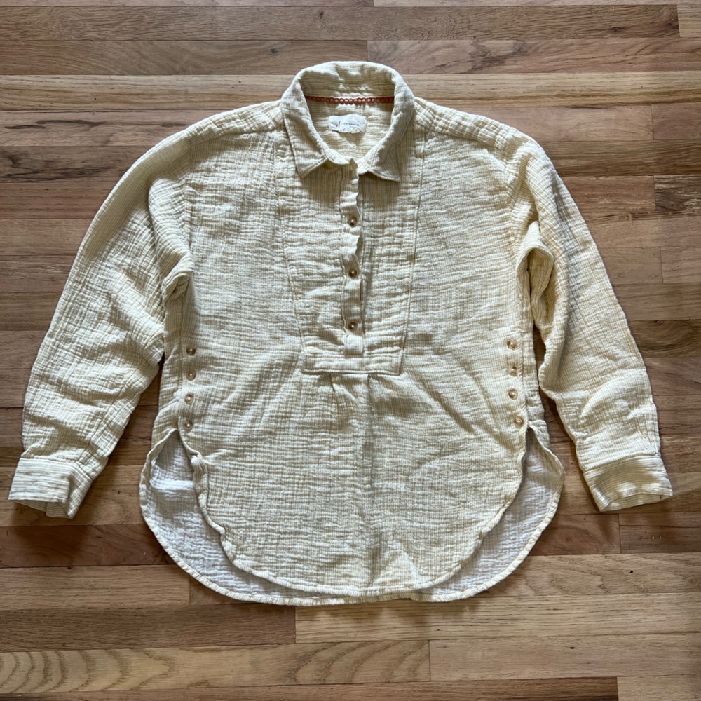 Women’s Yellow and White 100% Cotton Anthropologie Top